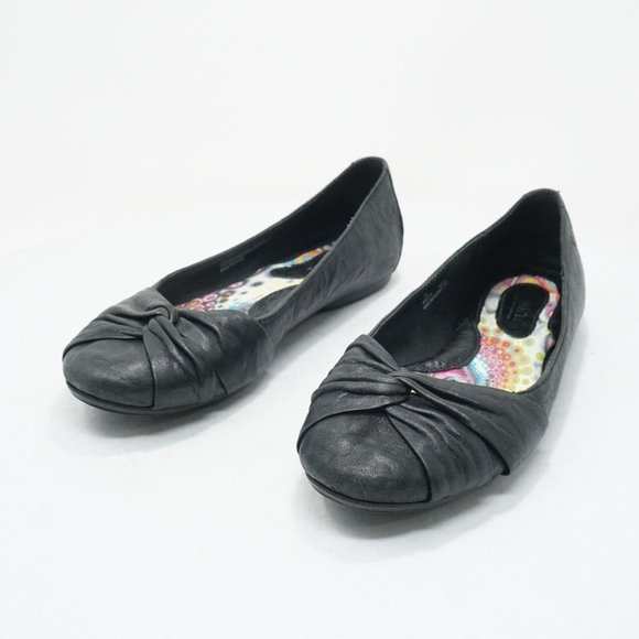 Born Womens Lilly Flats Shoes Black Twisted Leather Slip On Size 7M - Picture 4 of 11